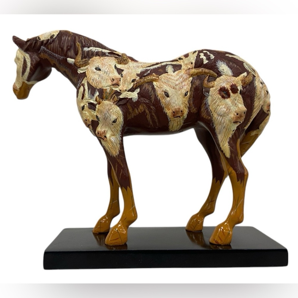 Painted Ponies Cow Horse Brown and Cream Horse Sculpture NIB